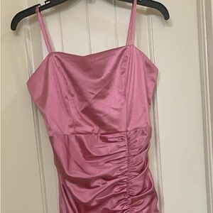 Emerald Sundae Strapless Pink Satin Dress